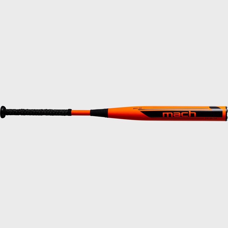 An orange 2021 Mach USA balanced bat with black logos and handle - SKU: WM21BA loading=